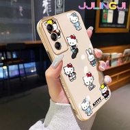 Jlingji เคสปลอกสำหรับ Samsung กาแลคซี A14 5G M14 5G A34 5G A54 5G ลายคิตตี้น่ารักใหม่ชุบสี่เหลี่ยมกรอบซิลิโคนนิ่มกันกระแทกเคสมือถือฝาครอบป้องกันเลนส์กล้องถ่ายรูปรวมทุกอย่าง