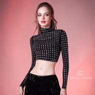 CALLING_COSTUME Top (เสื้อครอปแต่งเพชร)(CL502) Pants (กางเกงเลื่อม)(CL503)