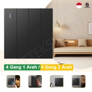 STK Aesthetic Wall Switch On Off Light Switch Power Plug Switch 4 Gang Switch Home Black