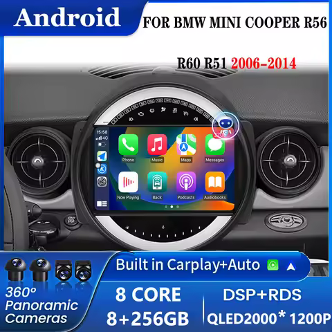 Android 16 Car Player Radio For BMW Mini Cooper R56 R60 R51 2006-2014 Carplay Multimedia Wireless Na
