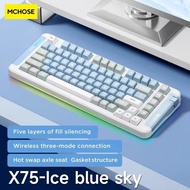 MCHOSE X75คีย์บอร์ดแบบกลไกไร้สาย75% โครงสร้างปะเก็น RGB Hot Swappable แป้นพิมพ์ที่กำหนดเอง82คีย์พร้อ
