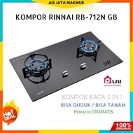 kompor gas tanam kaca RINNAI RB-712 N(GB) / kompor rinnai 2 tungku