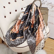 T Temperament Simulation Silk Square Scarf Women 90cm * 90cm Spring Autumn Pastoral Stylefrench styl