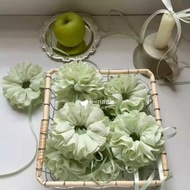 Cyan Color Drawstring Four-Layer Bow Hair Tie Cotton Lace Scrunchy Ring