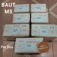 1 Box of M5 Bolts size M5x10, M5x15, M5x20, M5x25, M5x30, M5x35, M5x40, M5x45, M5x50. JP round head