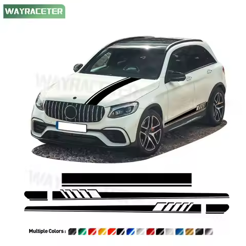 3 Pcs/Set Edition 1 AMG GLC63 S Carbon Fiber Vinyl Door Side Stripes Bonnet Decal For Mercedes Benz 