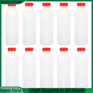 WAYDUSTORE10Pcs 500ml Disposable Plastic Empty Bottles Transparent Bottles with Scale