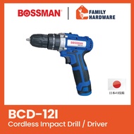 BOSSMAN BCD-12I BCD12I BCD 12I Cordless Impact Drill / Driver 12V with Japanese Technology FAMILY HA