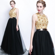 Gold and Black Evening Dress Dinner Dress