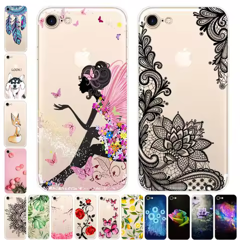 For iPhone 4 4s 5 5s SE 6 6s Case TPU Silicone Soft Cartoon Clear Case for iPhone 7 8 6 5 SE 4 4s S