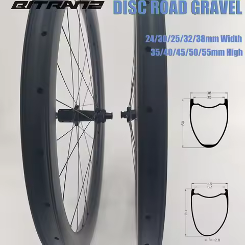 Gravel 700C 24/30/25/32/38mm Width Road Bike Wheelset Carbon Tubeless 35/40/45/50/55mm High UD 24h G