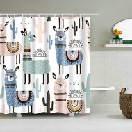 codCat Cartoon Animal Print Shower Curtain Bathroom Bathtub Shower Cover Shower Curtain with 12 Hook