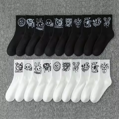 Multipack Men's Crew Socks, Graffiti Goblin, Ghost Face, Clown, Pumpkin Designs, Halloween Gift Reco
