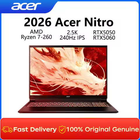 2026 Acer Nitro Gaming Laptop 16 Inch 2.5K 240Hz IPS Screen Notebook AMD Ryzen R7-260H 32GB 1TB RTX5
