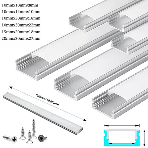 1/2/3/5Pcs/lot LED Aluminum profile 8/10/18/22/27mm U shape Corner for LED Strip Bar Lamp channel Ho