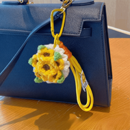 Creative Crochet Flowers Crochet Rose Bouquet Keychain Mini Handmade Crochet Flowers Mini Flower Cha