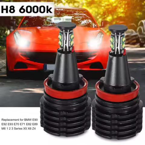 80W One Pair LED Angel Eyes Halo Ring Marker Light Bulb Replacement for BMW E90 E92 E93 E70 E71 E82 