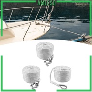 [Amleso] Boat Anchor Line, Stainless Steel Thimble, Kayak, Canoe, Double Braided Nylon Anchor Rope for Docking, Mooring, Water Sports