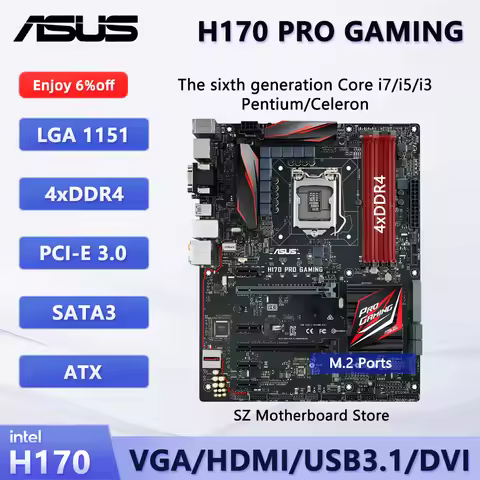 H170 PRO GAMING ASUS Intel H170 KitMotherboard ATX For LGA 1151 CPU i5-6500 6600K i7-6700 6700K i3-6