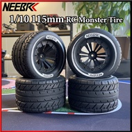 NEEBRC 4PCS 115mm RC Car Rubber Tire Wheel Tyre 12mm Hex For 1/10 RC Monster Car Off-road Buggy Truc