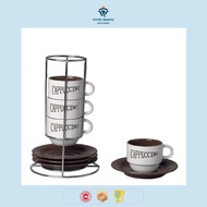 Set of 4 Ceramic Stackable Cappuccino Cups/ coffee Cups