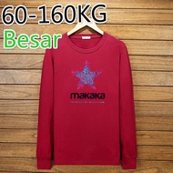 M-10XL T-shirt Lelaki Plus Size T-shirt Saiz Besar Lengan Panjang Musim Sejuk Kapas Leher Bulat Long