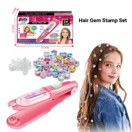 Hair Gem Stamp Set, Hair Bedazzler Styling Tool with Reusable Rhinestones, Bling Hair Jewels ,Girls 