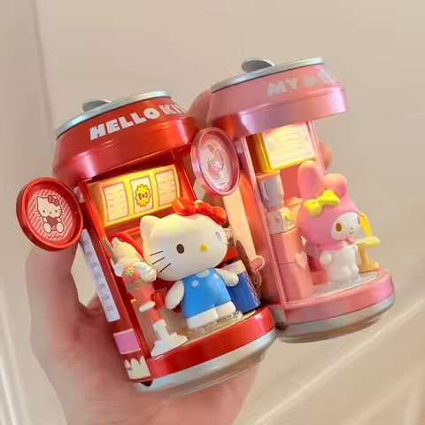 In Stock Original Sanrio Blind Box Soda Can Dessert Shop Series Genuine Creative Lighted Ornament Co