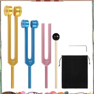 Sound Therapy Aluminum Tuning Fork Set 3Pcs(128Hz, 256Hz, 512Hz) with Hammer for Healing Chakra Stre
