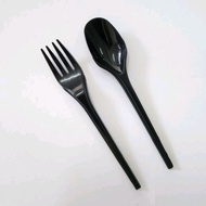 40pkts-6" Plastic Spoon/Plastic Fork/Sudu Plastik/Garpu Plastik[Black]