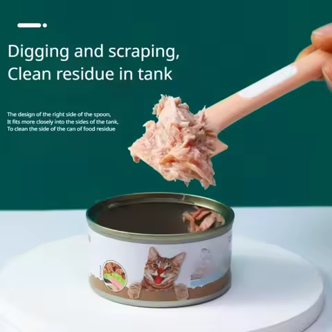 1PC Cat Canning Spoon Dog Wet Food Pet Feeding Stir Long-handled Cat Spoon Can Open Lid Pet Canning