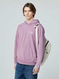 男裝|Logo純棉印花帽T 復古水洗系列-紫色