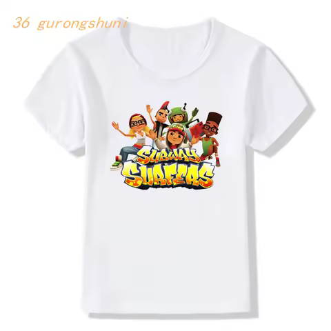 Funny hot subway surfers games girls graphic t shirts Children clothing boy cartoon t shirt kids clo