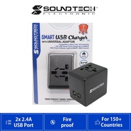 Soundteoh Universal Travel Adaptor With 2 Smart USB Charger TA-125 | Adaptor | Adapter | Travelling 