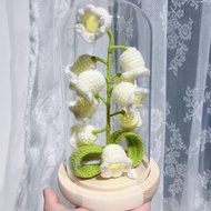 ST/💚Artificial Flower Lily Orchid Finished Night Light Pot Eternal Flower Finished Lampshade Crochet for Girlfriend Girl