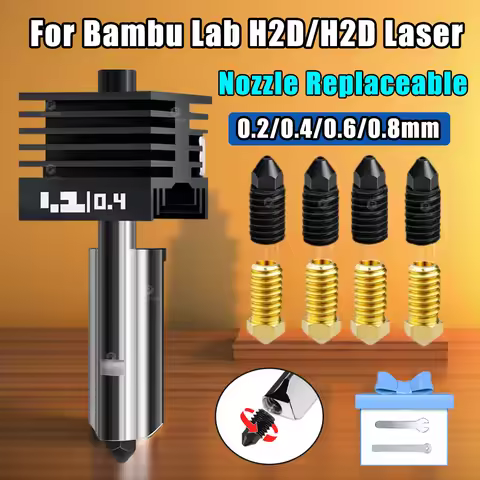 Nozzle Replaceabl Hotend For Bambu Lab H2D Hotend Hardened steel 0.2/0.4/0.6/0.8mm Hotend For H2D La