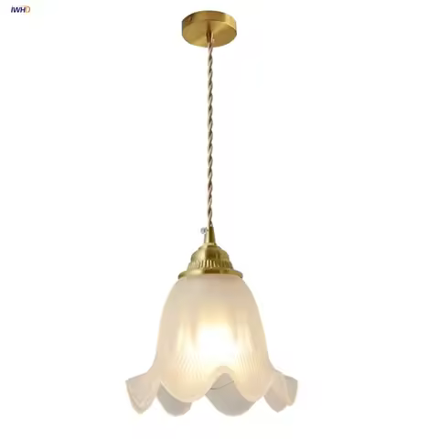 IWHD Flower White Glass LED Pendant Light Fixture Reading Hallway Bedside E27 Nordic Modern Simple H