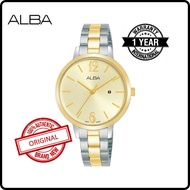 VJ22-X306GSG (AH7U10X1) ALBA FASHION Ladies Original Brand New Quartz Gold Dial Stainless Steel Stra