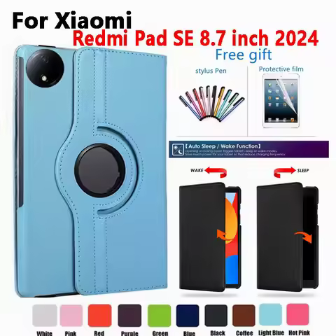 Case for Xiaomi Redmi Pad SE 4G 8.7" Tablet Case 360 Rotating PU Leather Smart Cover for Redmi Pad S