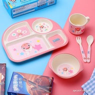 Bamboo Fiber Children's Dinner Plate Compartment Plate Boys Girls Tableware Set Eating Special Bowl 