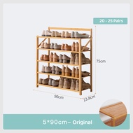 <Premium Bamboo> Installation Free Foldable Bamboo Shoe Rack Storage Shelves Organization