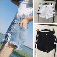 Summer 2017 new Korean fashion trend jeans vintage white Flash slim strap hot