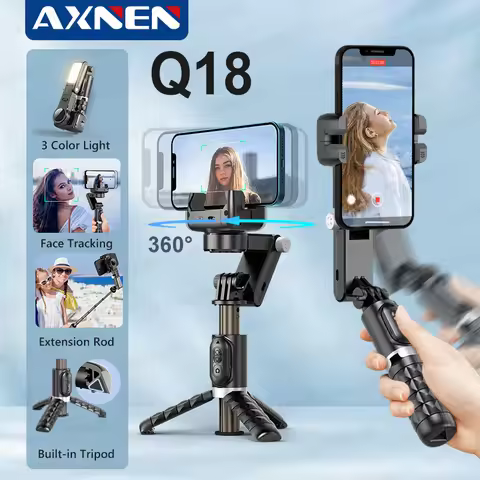 AXNEN Q18 Gimbal for Mobile Phone Stabilizer, 360 Auto Rotation Desktop Follow Gimbal with Fill Ligh