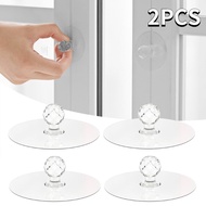 2Pcs Transparent Crystal Door Knobs Self-adhesive Furniture Cupboard Wardrobe Drawer Handle Furniture Toilet Lid Lifter