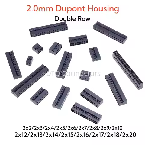 20PCS/Lot Dupont 2.0 Housing Plastic Shell 2.0mm Pitch Double Row Dupont Connector 2x2P/2x3P/2x4P/2x