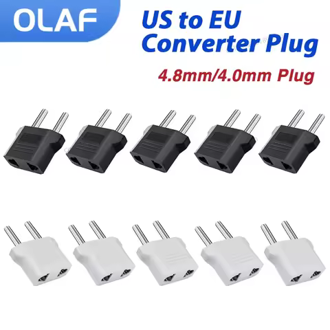 1-50pcs US to EU Plug Adapter 4.0mm 4.8mm CN to Euro Travel Power Socket Adapter Electric KR EU Plug