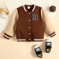 Unisex Kids Varsity Baseball Jacket (1 year - 18 years) INITIAL B LOGO (CUSTOM LETTERS INITIAL) GIRL