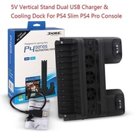 5V Vertical Stand Dual USB Charger + Cooling Dock For PS4 Slim PS4 Pro Console ACR