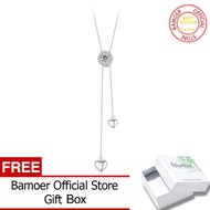 สร้อยคอ925เงินสเตอร์ลิง BAMOER Moissanite เก๋ไก๋เรียบง่ายห้อยพู่ห้อยโซ่ยาวสร้อยคอสำหรับผู้หญิงหญิงสา