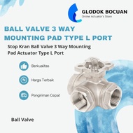 Stop Kran Ball Valve 3 Way Mounting Pad Actuator Type L Port
